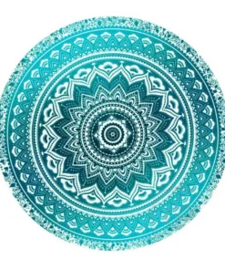 Indisch Rund Wandteppich Mandala grün