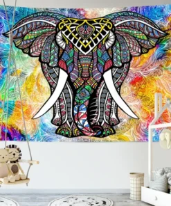 Wandteppich Elefant Mandala Bunt