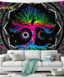 Wandteppich Mandala Lebensbaum Bunt
