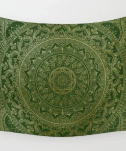 Mandala Wandteppich Dunkelgrün