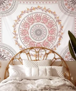 Mandala Wandteppich Rosa Blume