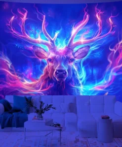 UV Aktiver Wandteppich Psychedelic Hirsch