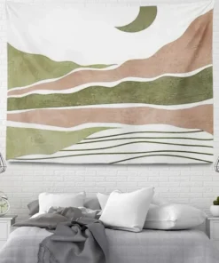 Wandteppich Boho Mond und Berg