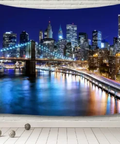 Wandteppich Brooklyn Bridge by Night