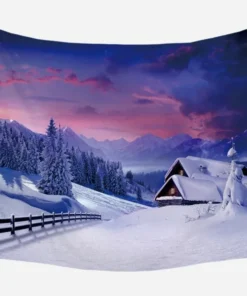 Wandteppich Haus im Schnee