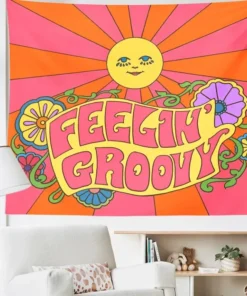 Wandteppich Hippie Lächelnde Sonne