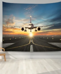 Wandteppich Landung Passagierflugzeug