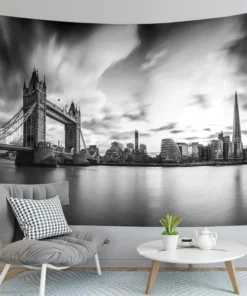 Wandteppich London Schwarz und Weiß
