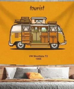 Wandteppich Retro Westfalia Gelb