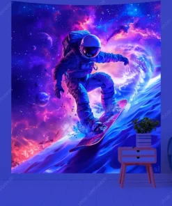 Wandteppich UV Aktiv Astronaute der Snowboard Fährt