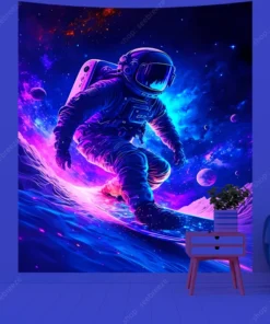 Wandteppich UV Aktiv Surfender Astronaut